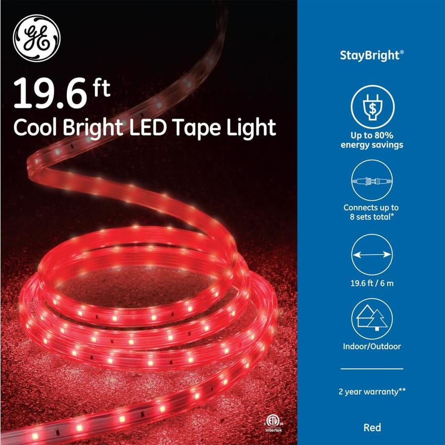 GE StayBright 240Count 19.6ft Constant with Red Integrated Led Plug
