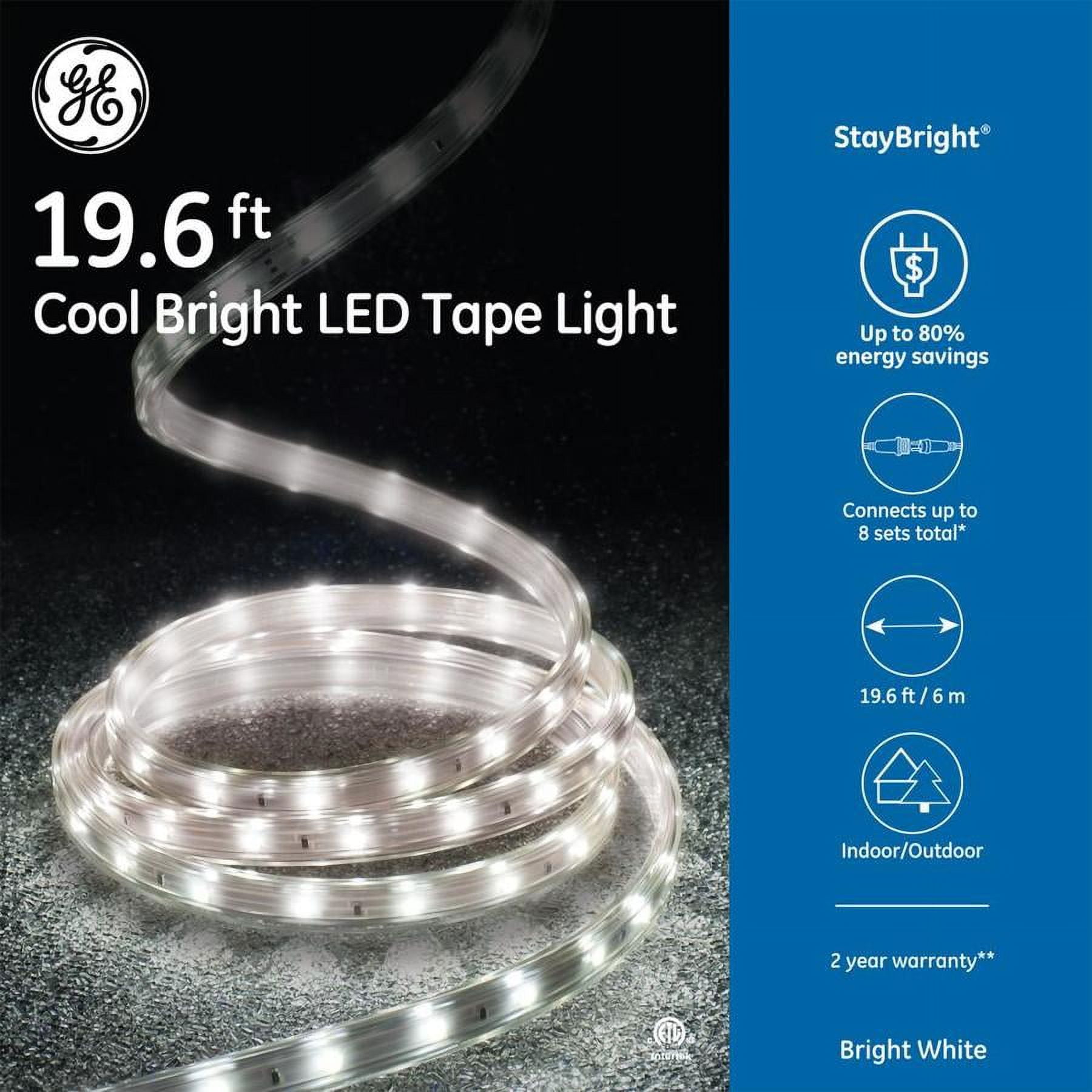 GE StayBright 240-Light 19.6-ft Red Integrated LED Christmas Tape Lights GE StayBright 240-Light 19.6-ft Red Integrated LED Christmas Tape Lights