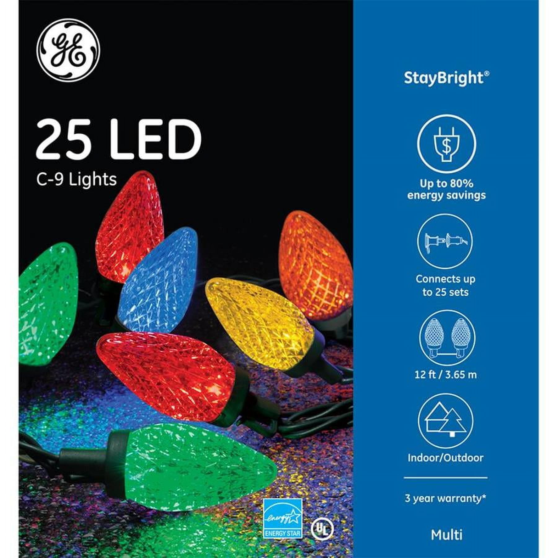GE StayBright 25-Count 12-ft Multicolor Led Plug-In Christmas String Lights  90905LO 