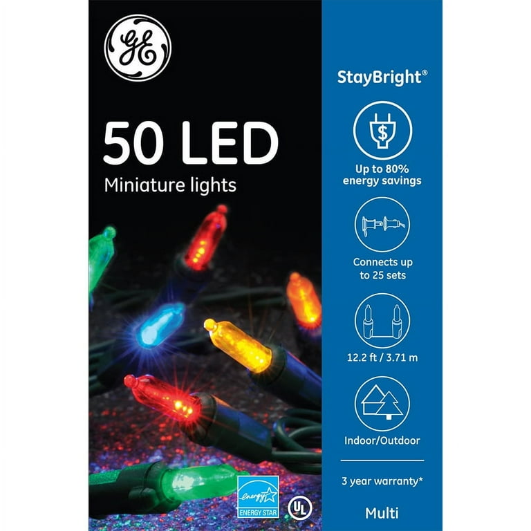 GE StayBright 50-Count 12.2-ft Multicolor LED Plug-In Christmas String Lights GE StayBright 50-Count 12.2-ft Multicolor LED Plug-In Christmas String Lights