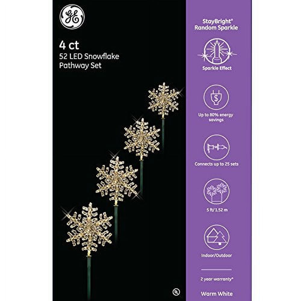 GE StayBright LED 4Count Random Sparkle Snowflake Pathway Marker Set