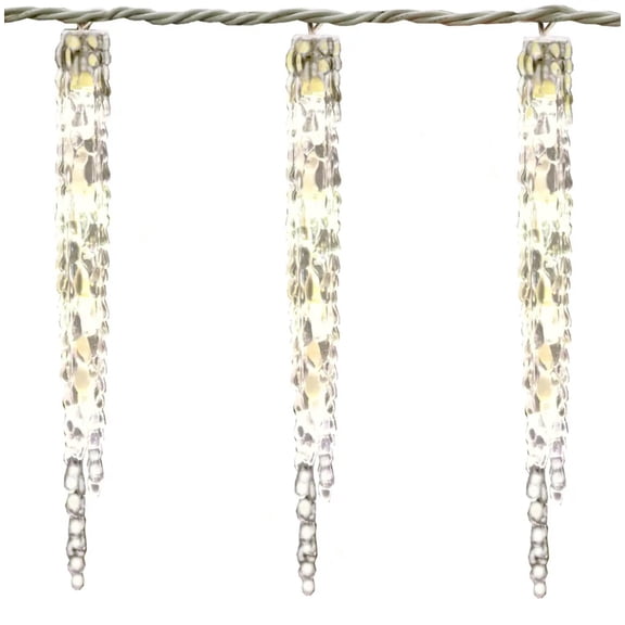 GE StayBright Random Sparkling 13-Count 52 LED Ice Crystal Icicle Set Warm White