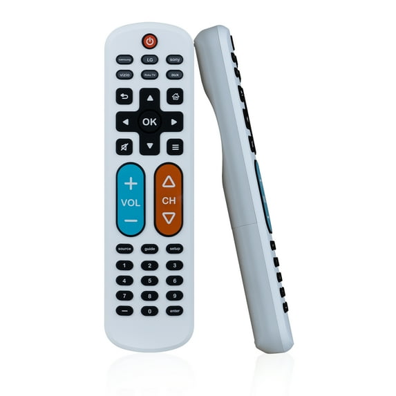 GE OneTouch Streaming Replacement Remote Control, Big Button, Backlit, White