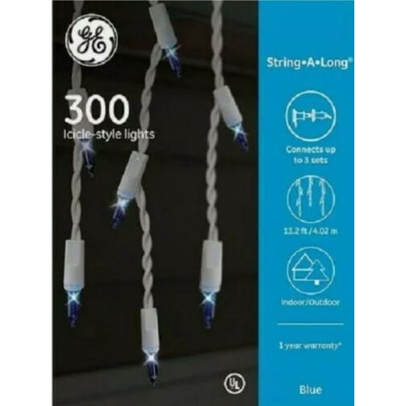 Ge Rope Lights GE String-A-Long 300-Count Constant Blue Mini Incandescent Plug-in ...