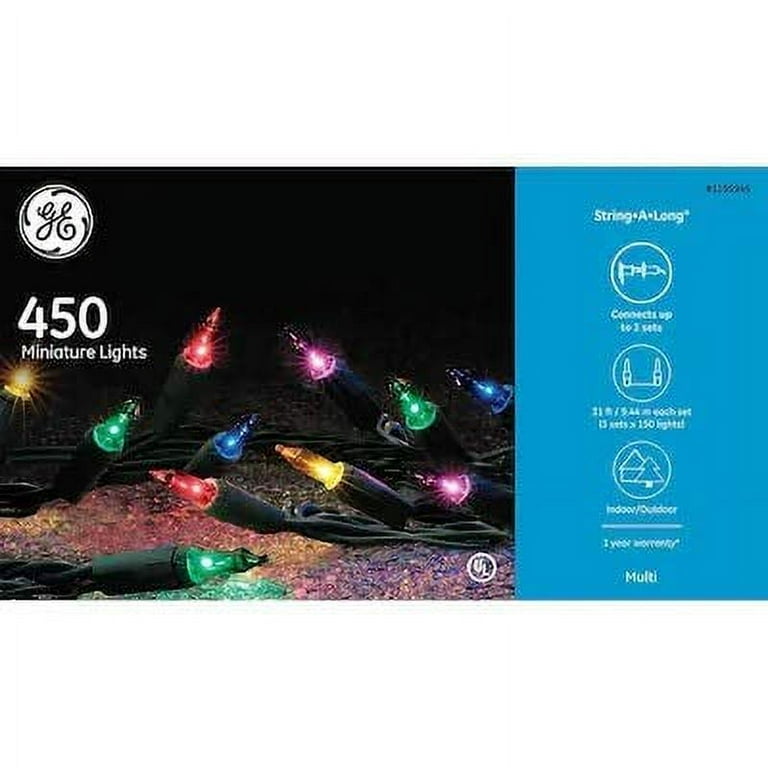 GE String-A-Long 6-ft x 4-ft Constant Multicolor Incandescent Mini Plug-In Christmas Net Lights