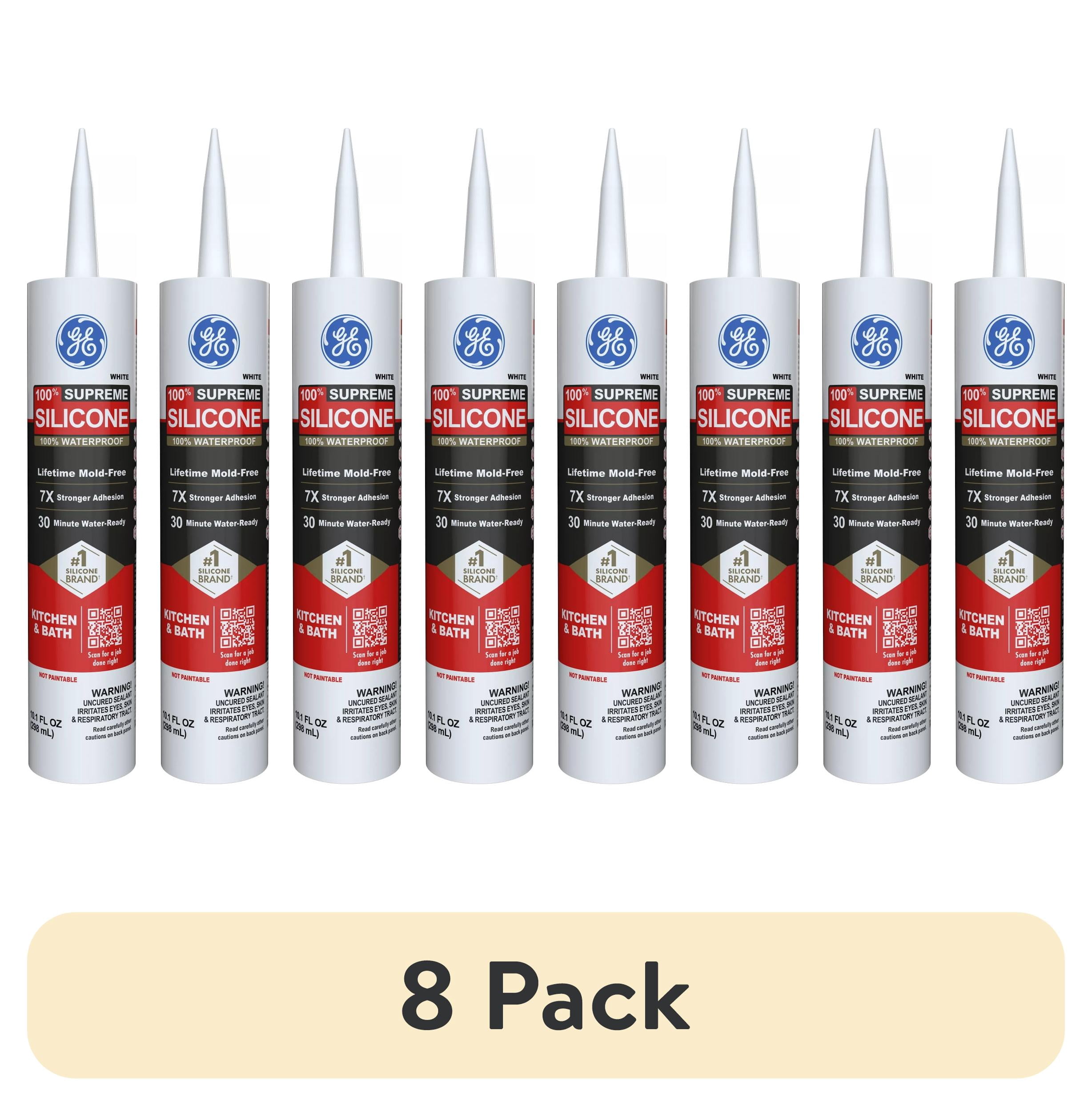 (8 pack) GE Supreme Silicone Kitchen & Bath Sealant, Pack of 1, White