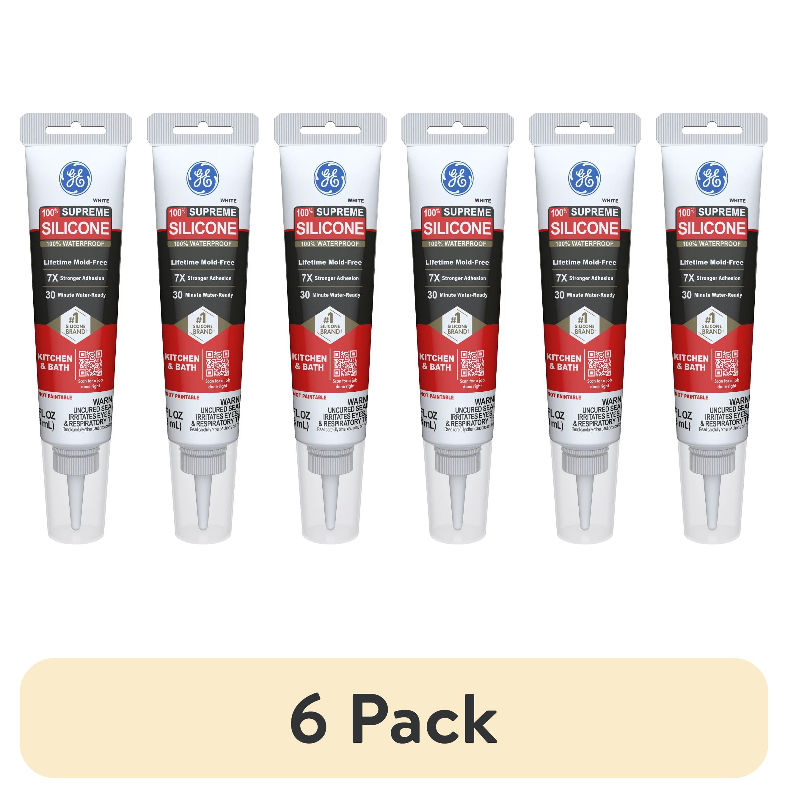 (6 pack) GE Supreme Silicone Kitchen & Bath Sealant, Pack of 1, White 2