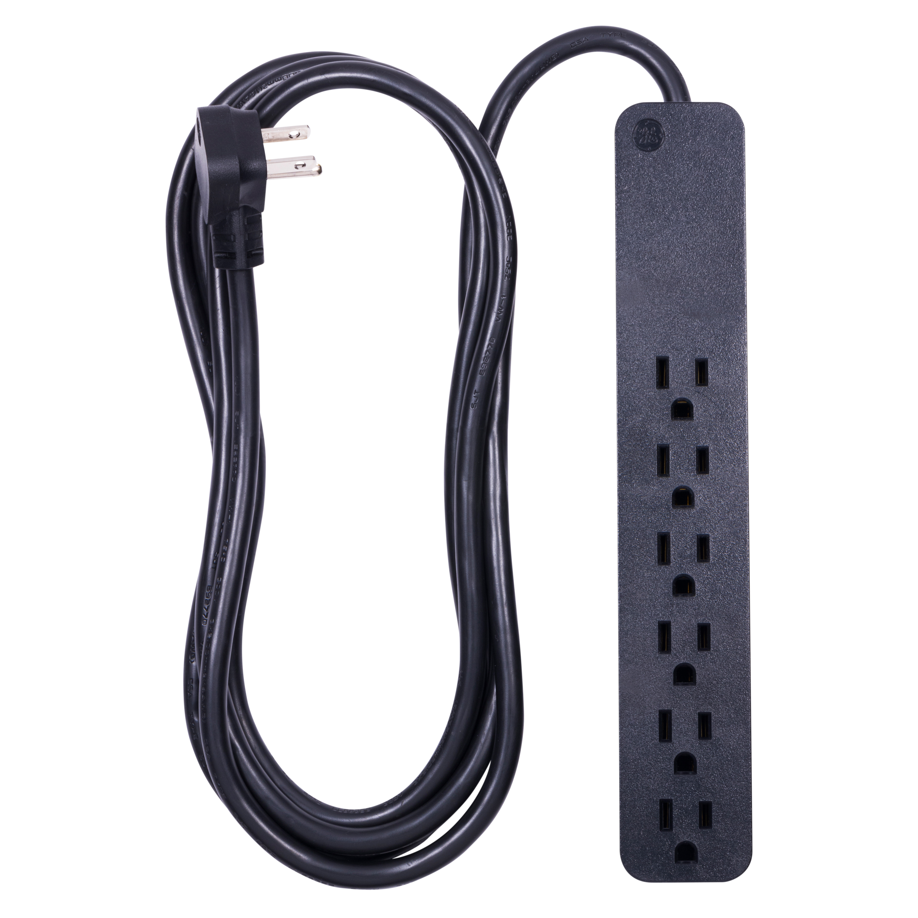 GE 6-Outlet Surge Protector Power Strip, 8 ft, Black photo 1