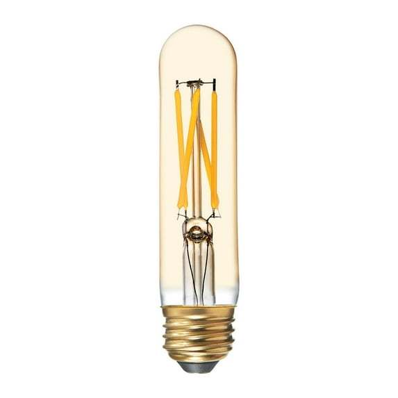 GE Lighting 36578 Amber Glass Light Bulb LED Vintage Style Dimmable T9 Tube 6 (60-Watt Replacement), 500-Lumen Medium Base, 1-Pack, Warm Candle