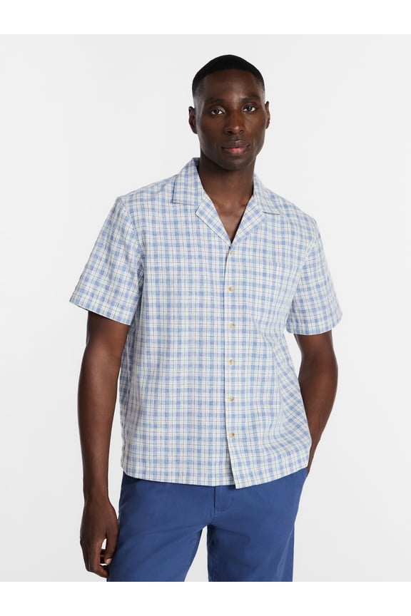 Men's Textured Camp Shirt, Sizes S-5XL