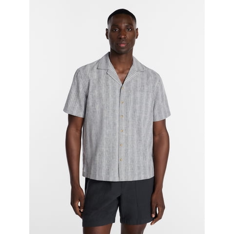 Men's Textured Camp Shirt, Sizes S-5XL