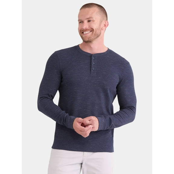 George Men's and Big Men's Slub Thermal Henley Shirt, Sizes XS-3XL