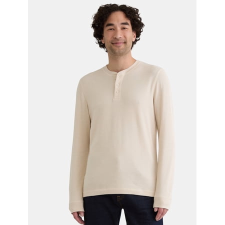 George Men's Relaxed Fit Thermal Henley Shirt with Long Sleeves, Sizes S-3XLT