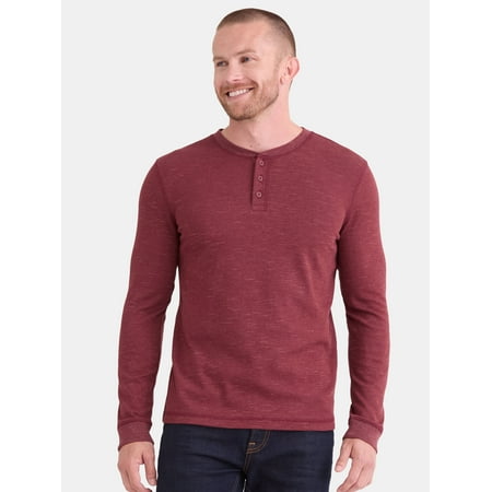 George Men's Relaxed Fit Thermal Henley Shirt with Long Sleeves, Sizes S-3XLT