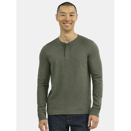 George Men's Relaxed Fit Thermal Henley Shirt with Long Sleeves, Sizes S-3XLT