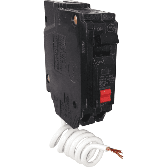 GE THQL GFCI Breaker - Single Pack Indoor & Outdoor Use, NEC-Compliant