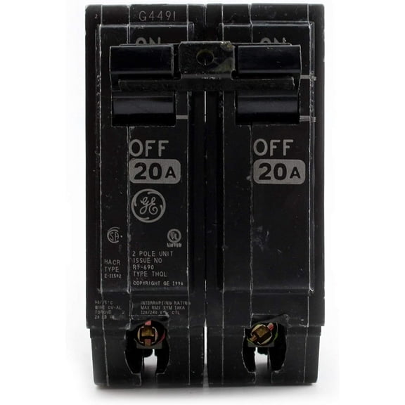 GE THQL2120 Plug-In Circuit Breaker, 2-Pole, 20-Amp, 120/240-Volt 5 Pack