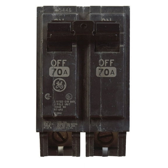 Ge Circuit Breaker,70A,Plug In,120/240V,2P THQL2170