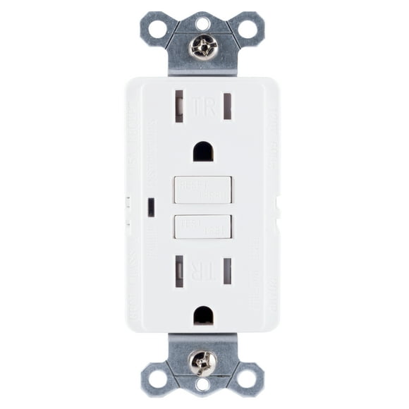 GE Tamper-Resistant GFCI Outlet, 15Amp Self-Testing, White, 32075