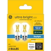 GE Ultra Bright LED Light Bulbs, 100 Watt, Daylight, A15 Ceiling Fan Bulbs, Medium Base, Clear Finish, 2pk