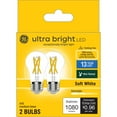 thumbnail image 1 of GE Ultra Bright LED Light Bulbs, 100 Watt, Soft White, A15 Ceiling Fan Bulbs, Medium Base, Clear Finish, 2pk, 1 of 7