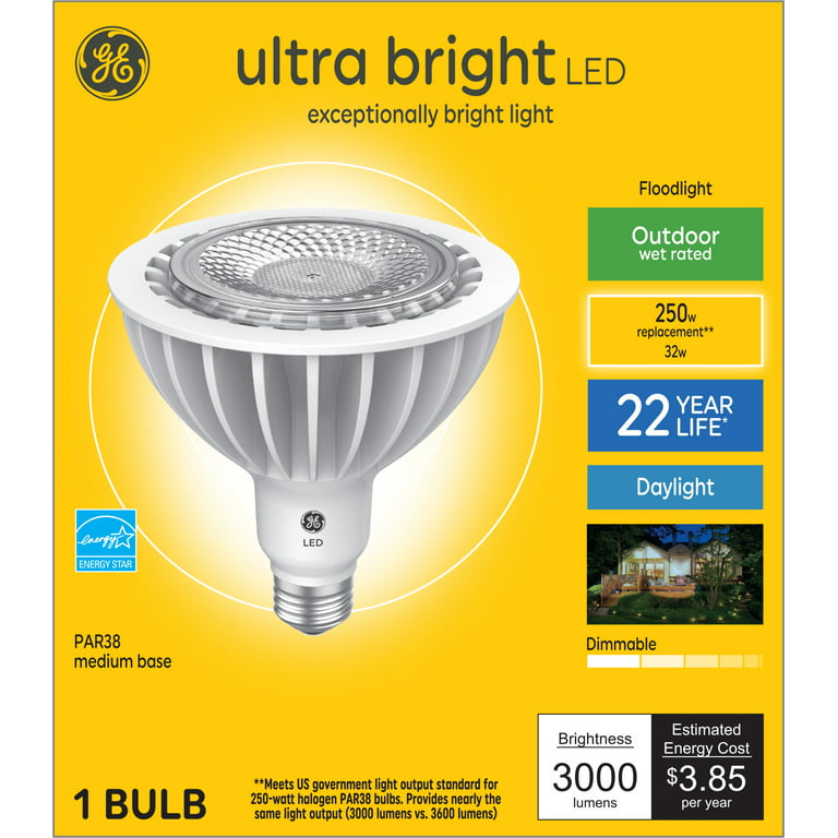 Smag Saga krøllet GE Ultra Bright LED Outdoor Floodlight, 250 Watt Eqv, Daylight, PAR38 Light  Bulb, 22 Year - Walmart.com
