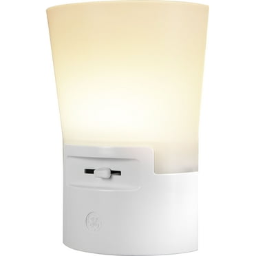 GE UltraBrite Sconce Night LED Light, Dimmable, Plug-in, Dusk-to-Dawn, White, 5in, 45123