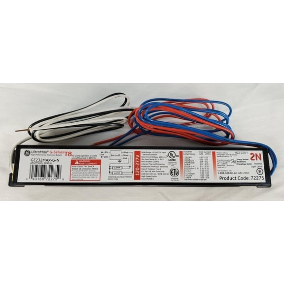 GE UltraMax G-Series T8 Electronic Ballasts GE232MAX-G-N 120/277V F32T8/WM F17T8