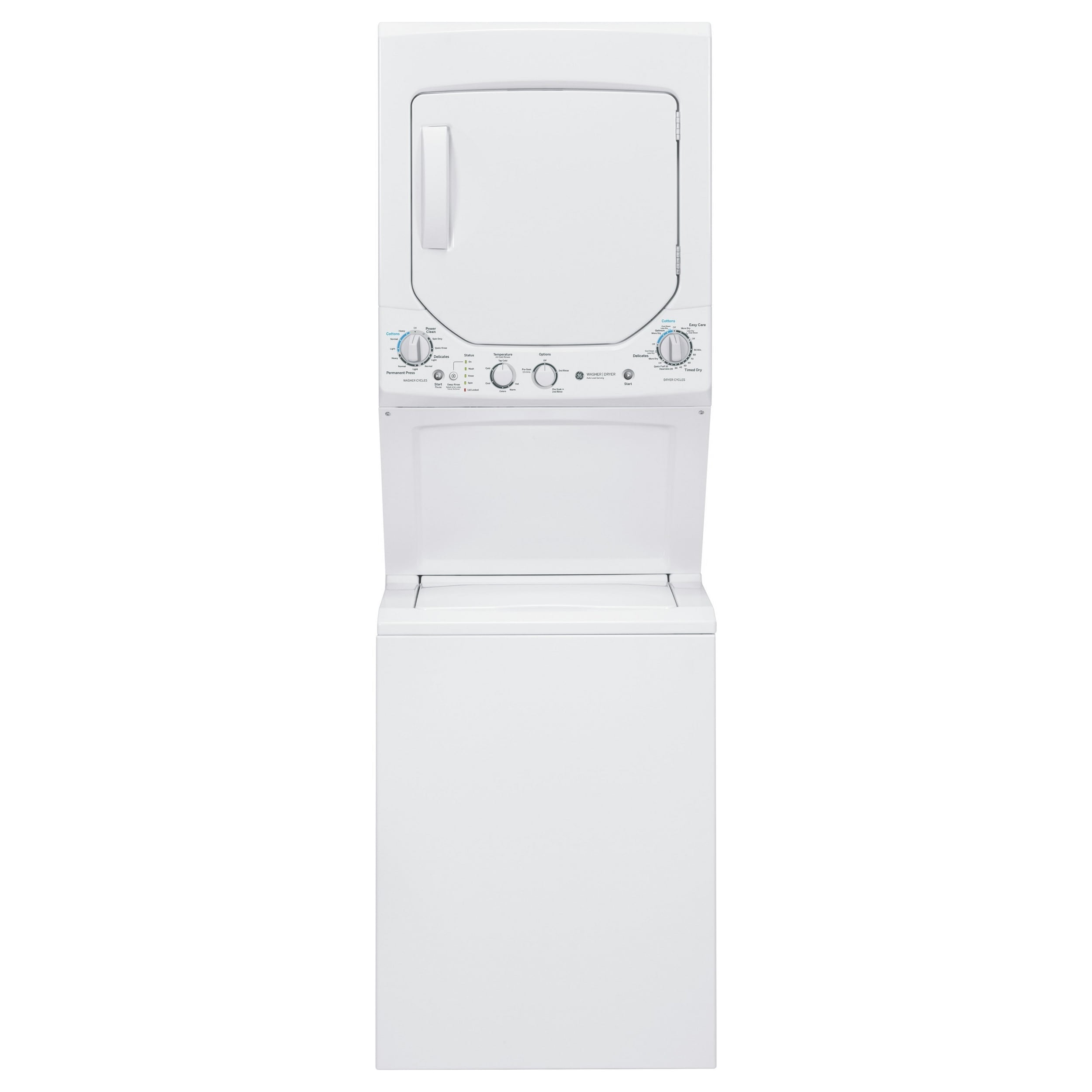 GE UNITIZED SPACEMAKER 3.2 CU. FT. DOE WASHER & 5.9 CU. FT. ELECTRIC DRYER, WHITE