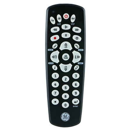 GE Universal Remote Control, 3 Device, Compact Design, Black, 24991