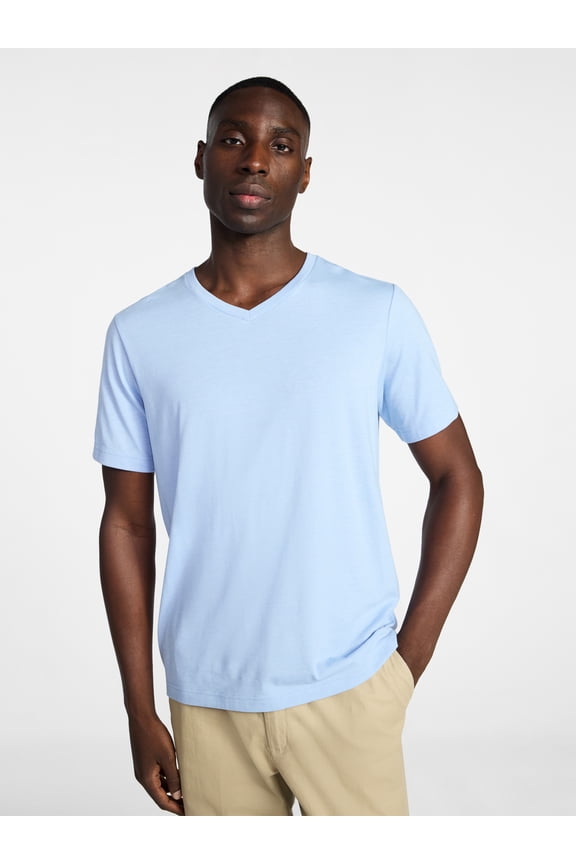 Men's and Big Men's V Neck Tee with Short Sleeves, Sizes S-3XL