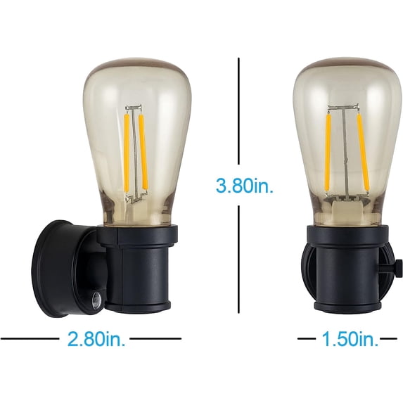 GE Vintage LED Edison Night Light, Plug-in, Dusk to Dawn, Farmhouse Decor, Mood Lighting, Home Decor, Ambient Lighting, LED Lights for Bedroom, Bathroom, Kitchen, Hallway, Black, 2 Pack, 71349