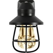 GE Vintage LED Night Light, Plug in, Light Sensing, Black Cage, 4.94 in, 3.99 in