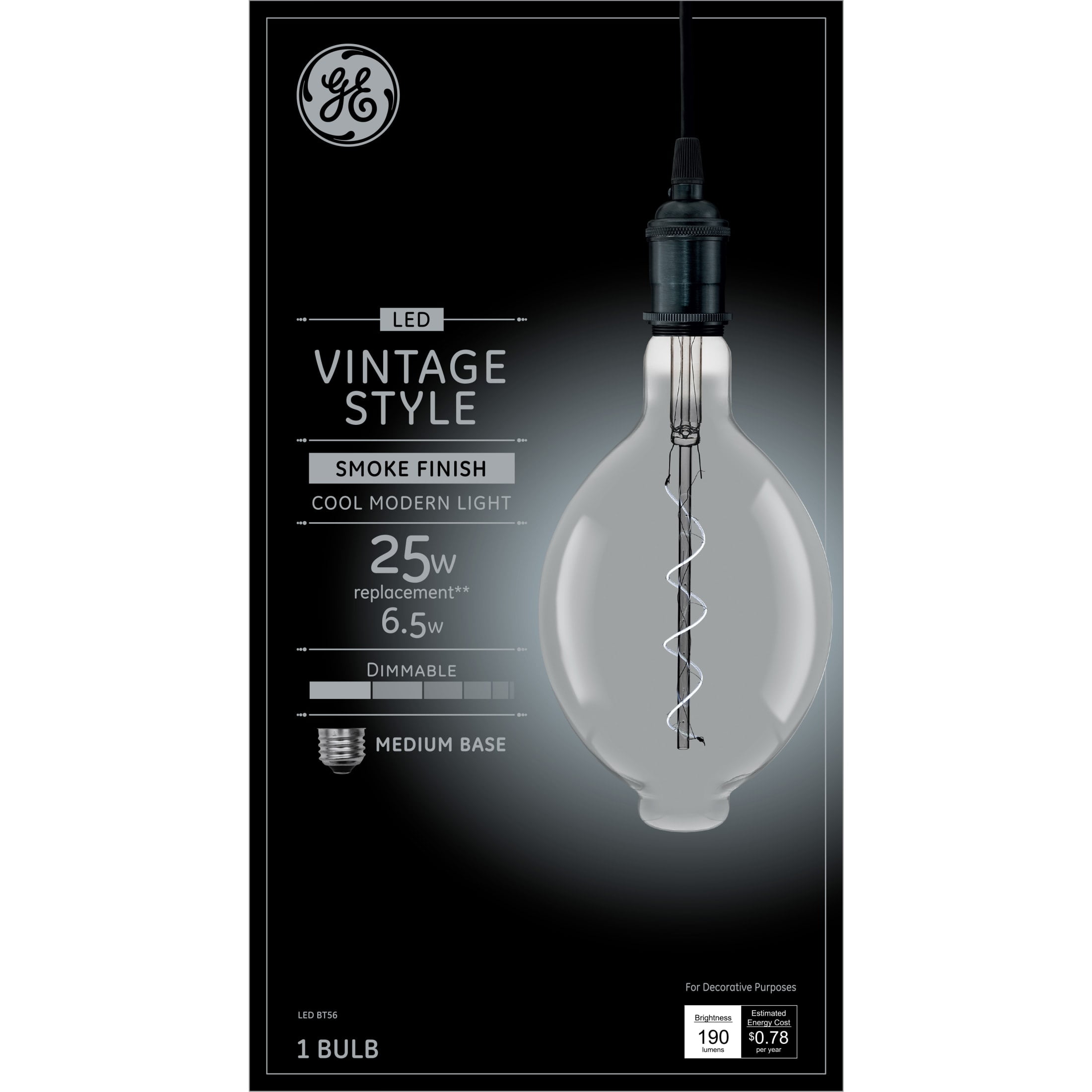 GE Vintage Style LED Light Bulb, 25 Watt, Daylight, BT56 Globe, Medium Base