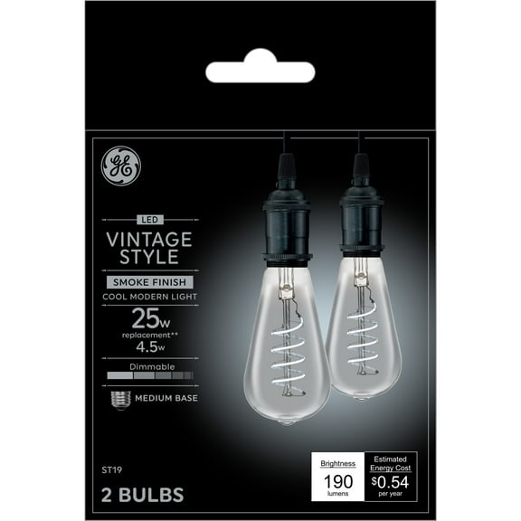 GE Vintage Style LED Light Bulbs, 25 Watt, Daylight, ST19 Edison Bulbs, Medium Base, 2pk