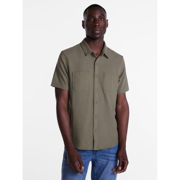 George Men's Waffle Knit Shirt with Short Sleeves, Sizes S-5XB