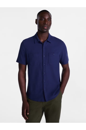 mens denim dress shirt Stretch Button Down | Medium Wash | Under 510 XS Abstract Track Jacket Dress Color:Dusty Teal Geo Floral inside out with like Shop Genuine Leather Shoes for Men