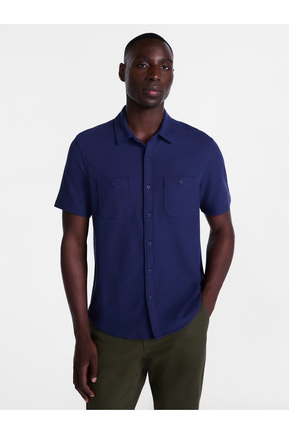 Men's Waffle Knit Shirt with Short Sleeves, Sizes S-5XB
