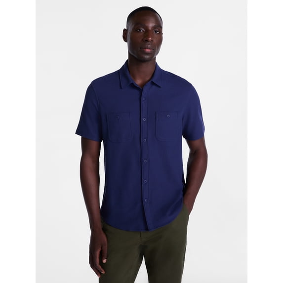 George Men's Waffle Knit Shirt with Short Sleeves, Sizes S-5XB