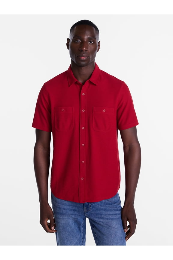 Men's Waffle Knit Shirt with Short Sleeves, Sizes S-5XB