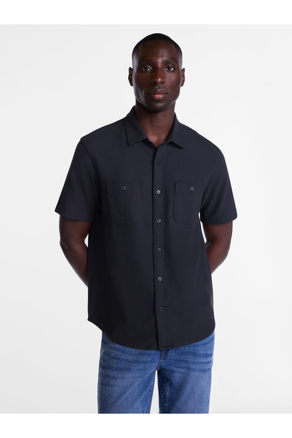 Men's Waffle Knit Shirt with Short Sleeves, Sizes S-5XB