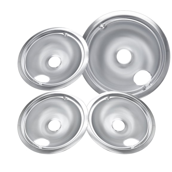 GE WB31T10010/11 4-Pack Electric Stove Drip Pans | Stainless Steel, Thickened Anti-Bend & Rust-Resistant – (3*6+1*8)
