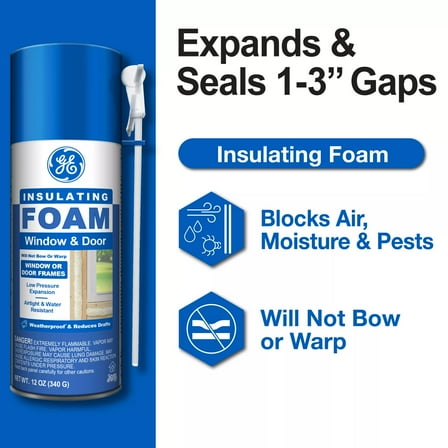 GE Window & Door Insulating Foam, Pack of 1, Yellow 12 oz Can