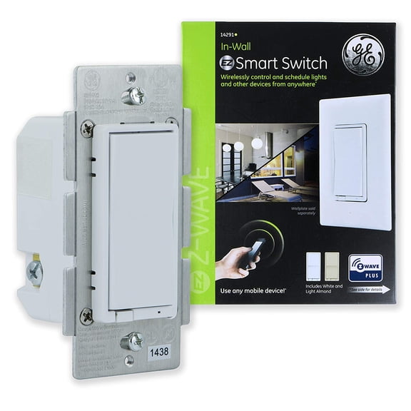 GE Z-Wave Plus In-Wall Smart Paddle Switch, Hub Required, 14291