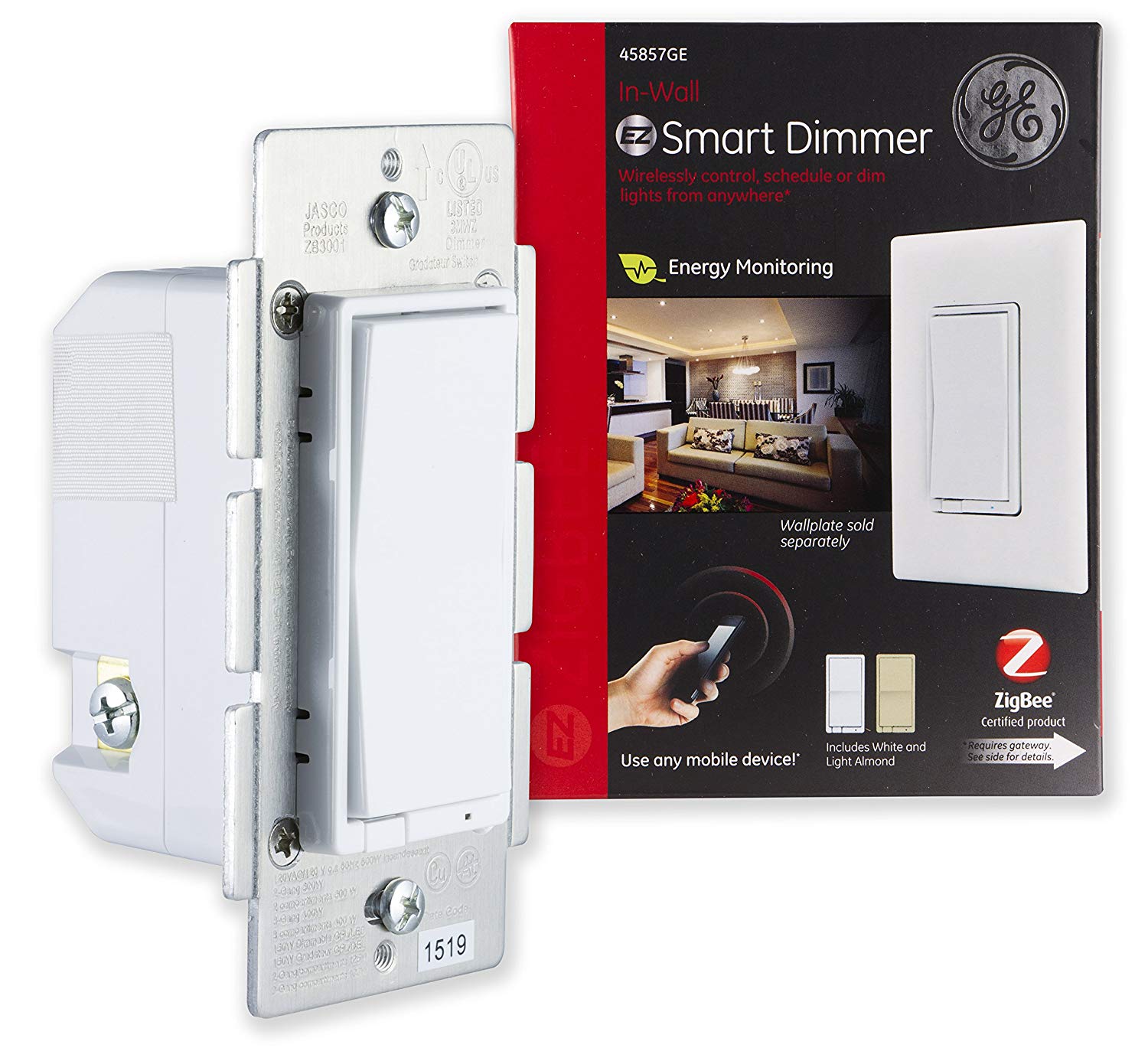 GE ZigBee In-Wall Smart Lighting Dimmer, Hub Required, 45857GE - image 1 of 8