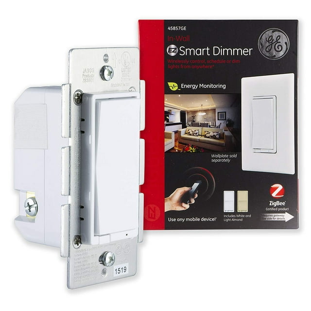 GE ZigBee In-Wall Smart Lighting Dimmer, Hub Required, 45857GE