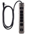 thumbnail image 1 of GE-branded UltraPro 5-Outlet, 2-USB Brushed Nickel Surge Protector – 30572, 1 of 5