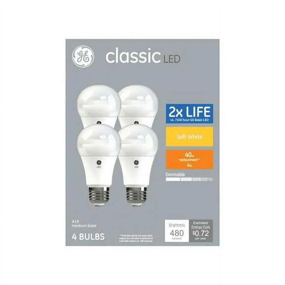 GE classic LED 40 watt equivalent A19 Soft White Dimmable LED Light Bulb (4 pack)