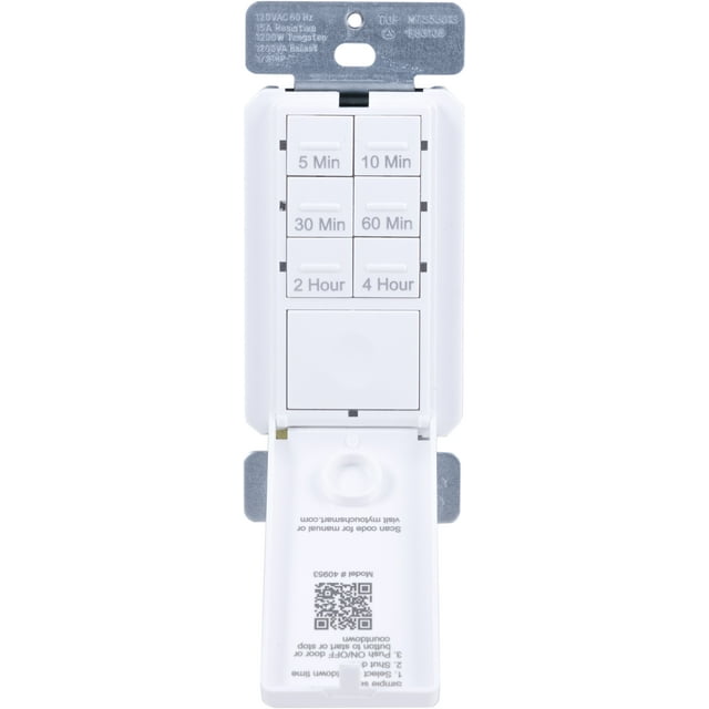 GE myTouchSmart InWall Light Switch Countdown Timer, Push Button
