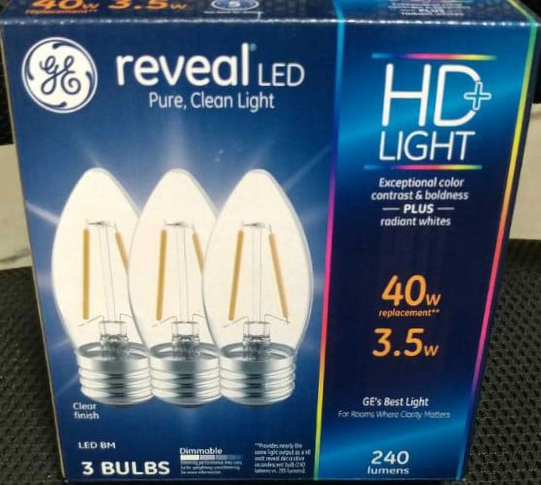 GE reveal LED 40 watt equivalent candle HD light clear finish Dimmable